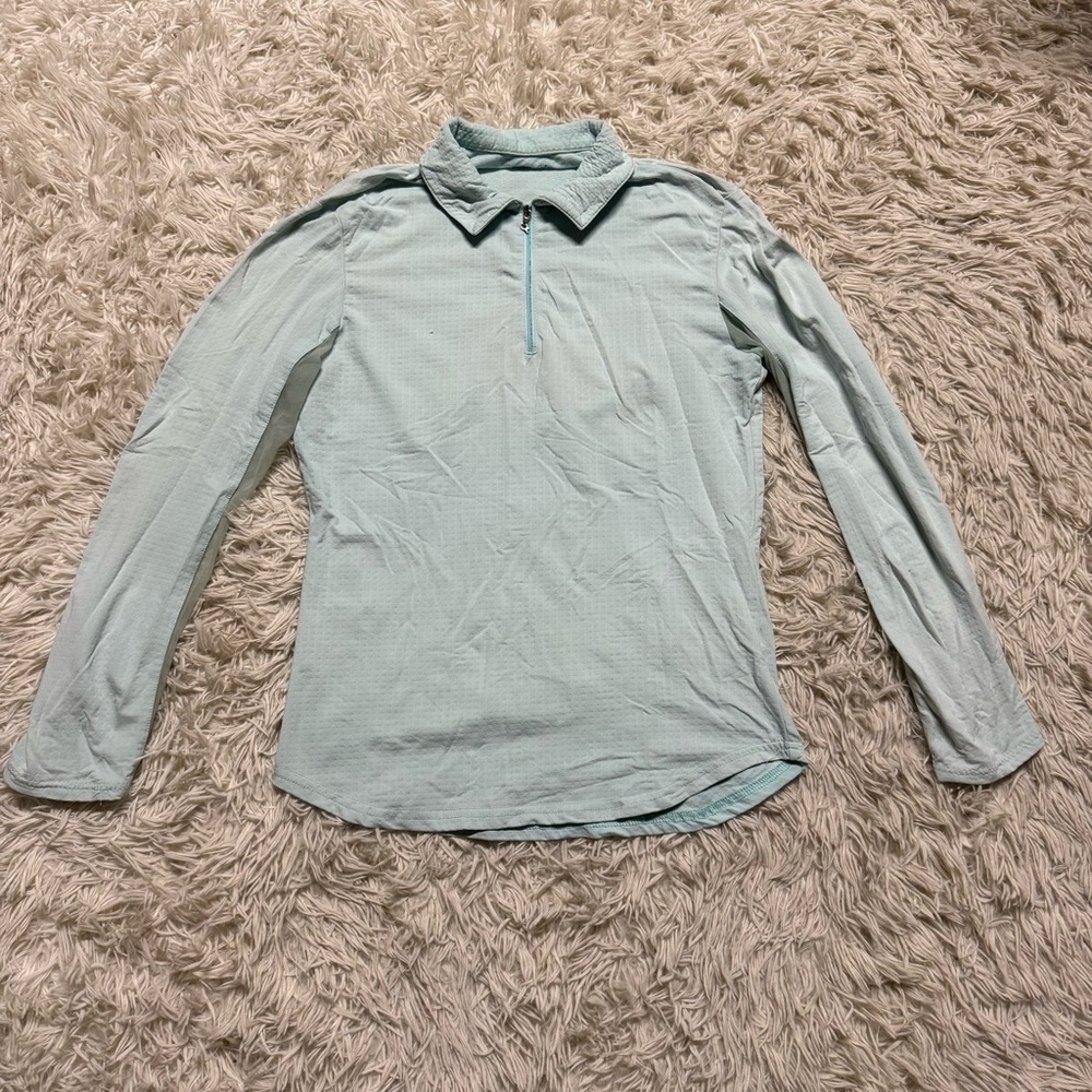 Women’s Small Blue Swing Long Sleeve Horseback Riding Golf Sunshirt. Good Cond.
